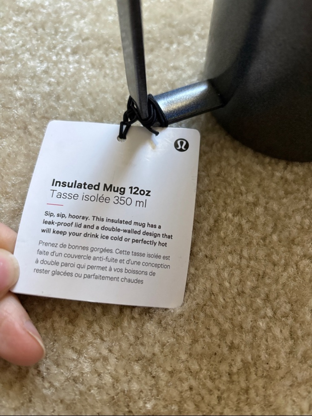 Lululemon Black Travel Mug with Handle nwt - Picture 2 of 3